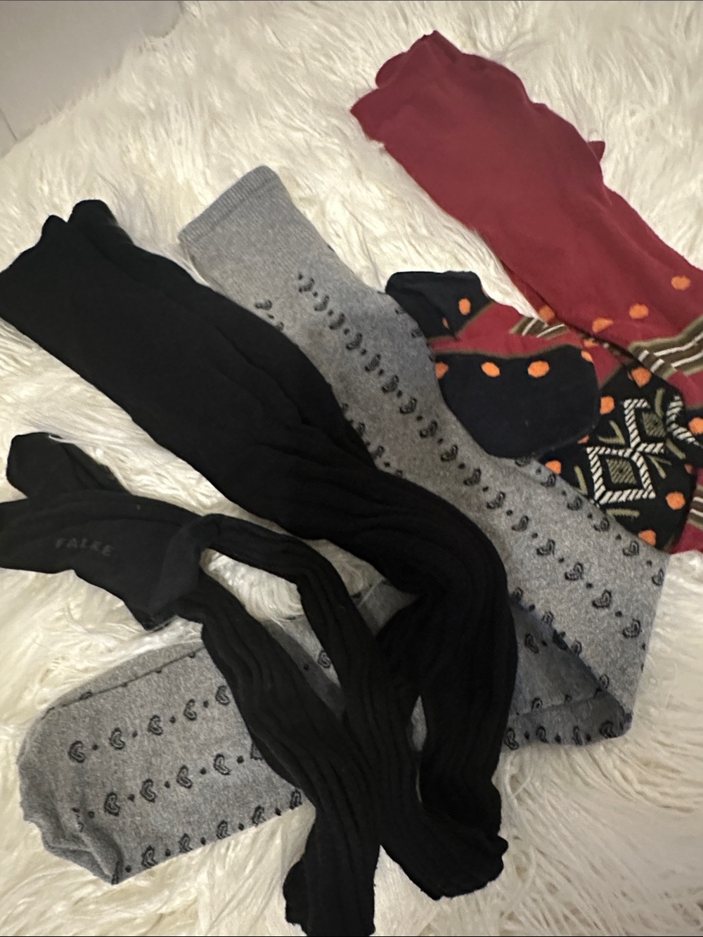 Women’s Black & Gray Patterned Tights (3 pairs included)